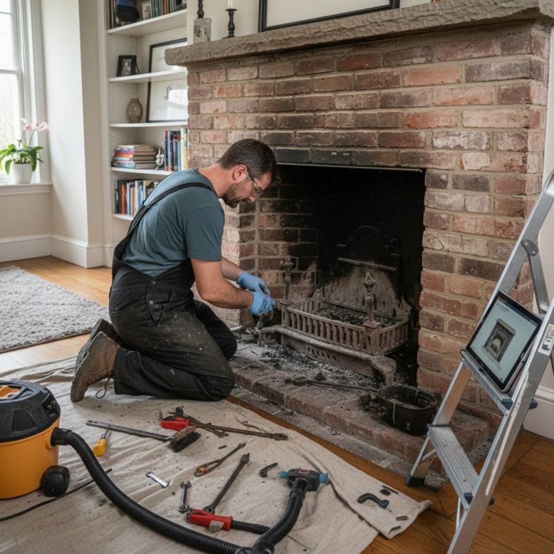 Brick Fireplace Mantel Installation