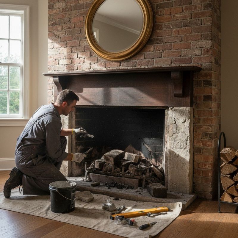 Brick Fireplace Mantel Installation