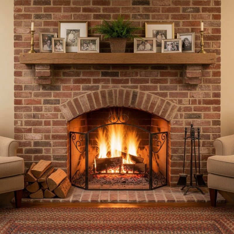 Brick Fireplace Mantel Installation detail