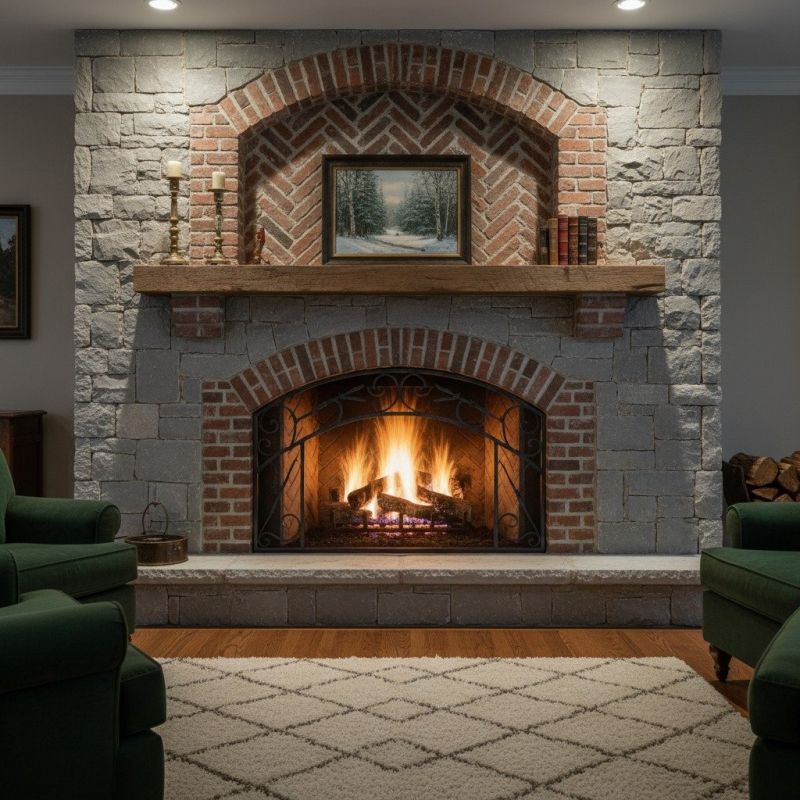 Brick Fireplace Mantel Installation detail