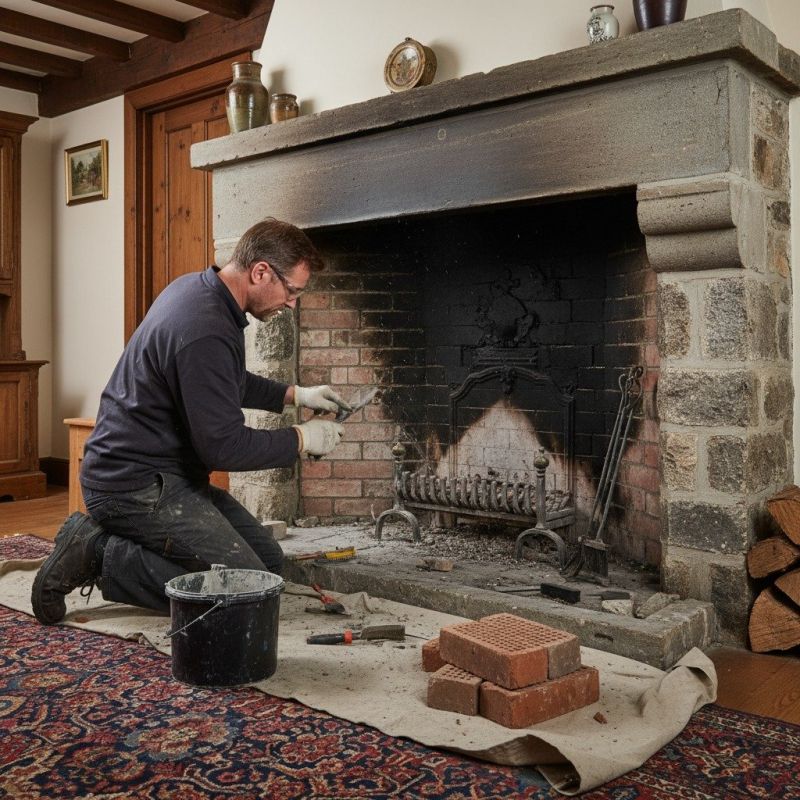 Local Brick Fireplace Mantel Installation pros at work